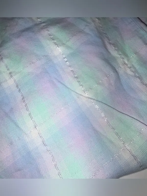 Victoria's Secret Aqua & Purple Pastel Plaid Flannel Pajama Set Women's Small‎ - Image 15