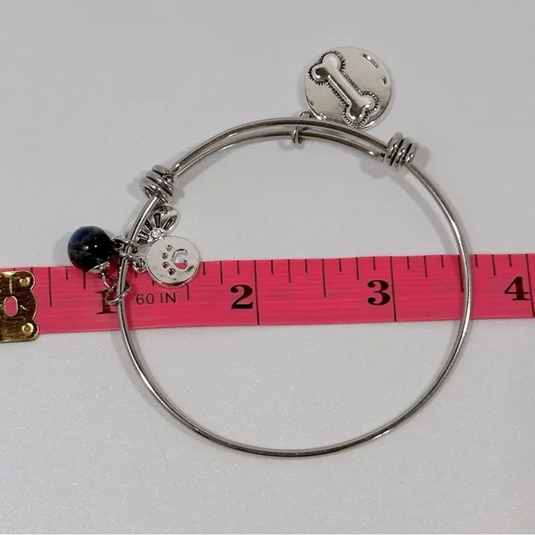 Shine I Love My Dog Silver Tone Stainless Steel Charm Bangle Bracelet Neutral - Image 10