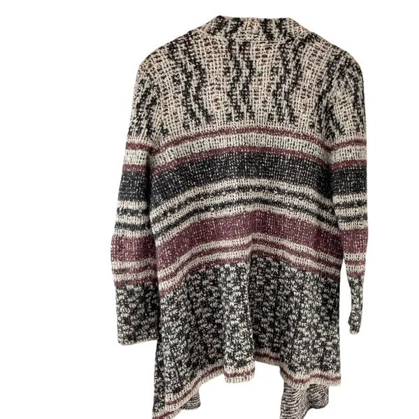 Lucky Brand Open Front Cardigan Sweater Knit‎ Bohemian Style Striped - Image 6