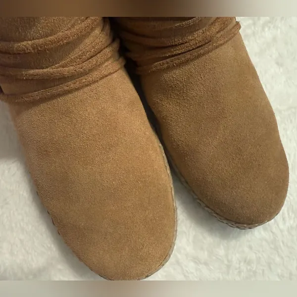 UGG Women's Rianne Chestnut Suede Braided Ankle Boots Short Booties Size 9.5 - Image 6