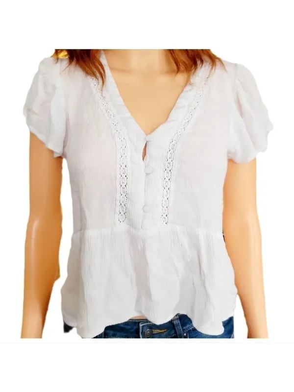 Eyeshadow Crop Top Short Sleeve Button Up Size Medium - Image 2
