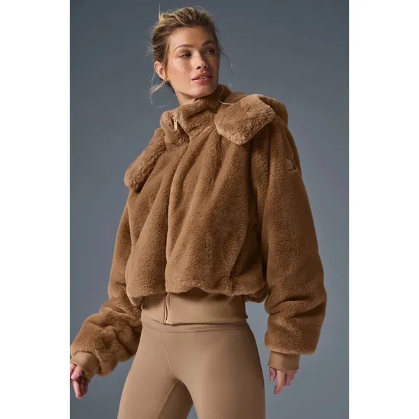 Alo Yoga Faux Fur Foxy Jacket Toasted Almond S - Image 3