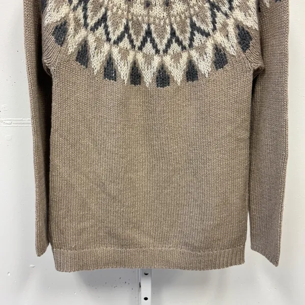 Ann Taylor Fair Isle Wool Mohair Blend Sweater Camel Grey White Small‎ - Image 4
