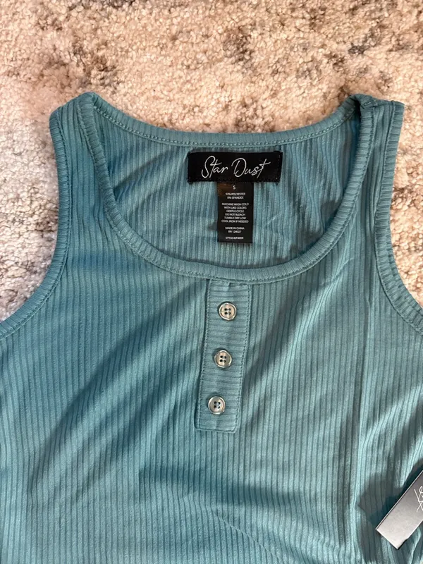 Diva Teal Ribbed Tank & Striped Shorts Set Green - Image 4