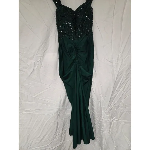 Jules + Cleo Emerald Green Off Shoulder Slit Long Formal Dress Size 6 Sequins - Image 7