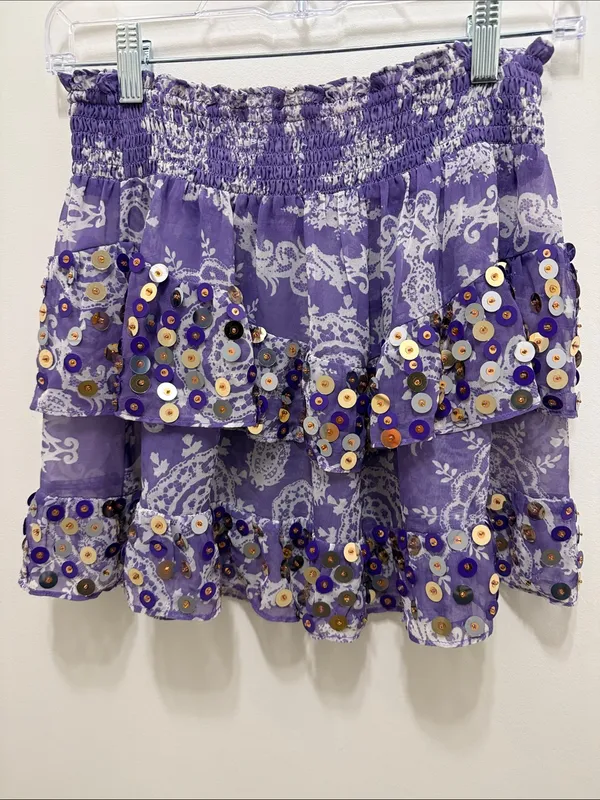 Ramy Brook Purple Sequin Skirt - Image 3