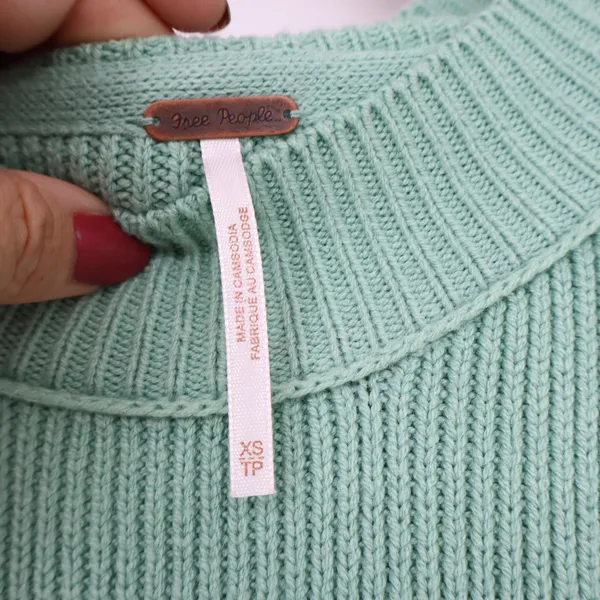 Free People Sweater Women's XS Easy Street Sage Green Ribbed Mock Neck Excellent - Image 3