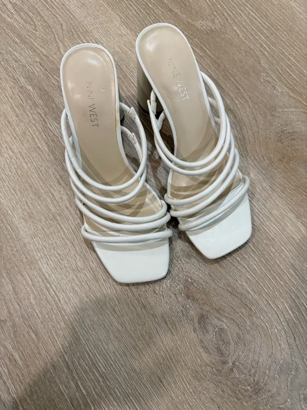 Nine West Women’s Girlie Square Toe Strappy Dress Sandals – White, Size 8 - Image 12