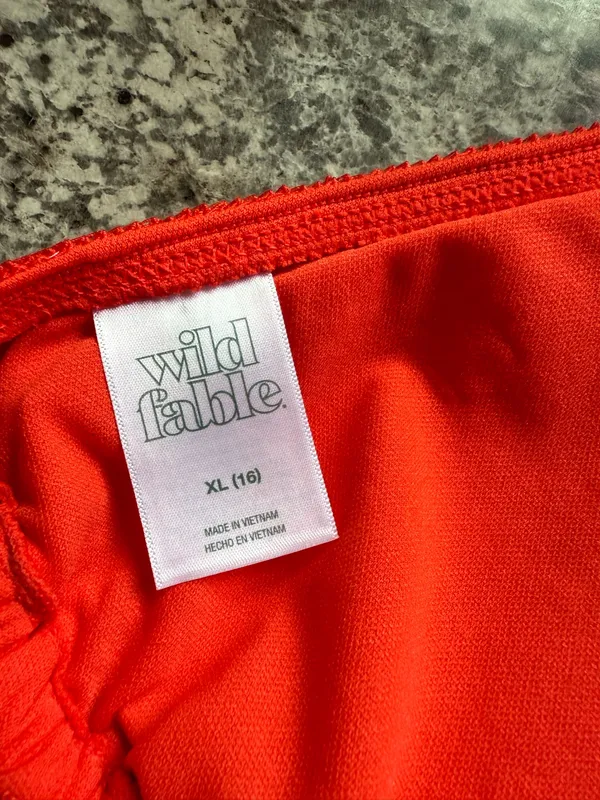 Wild Fable red and white striped crochet triangle bikini top - Image 2