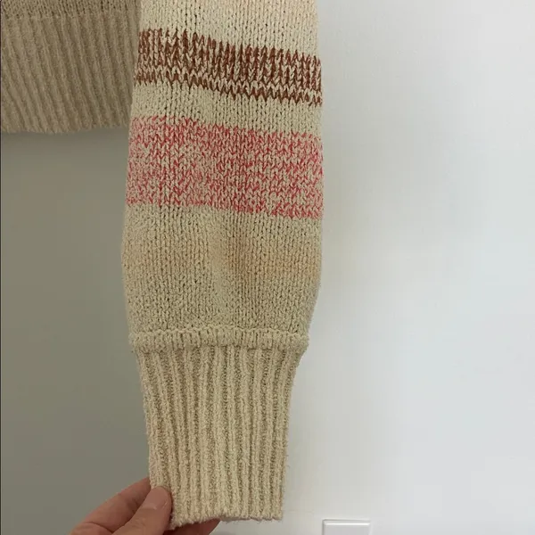 J. Crew Bouclé crewneck sweater in wide stripe (Sz L) Red Striped - Image 8