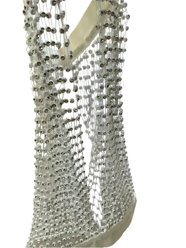 Vintage Rhinestone mesh halter top size small Silver - Image 2