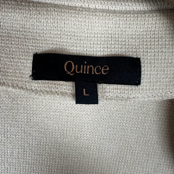 Quince 100% Organic Cotton Knit Blazer Sz Large Alabaster Ivory Cardigan Sweater - Image 5