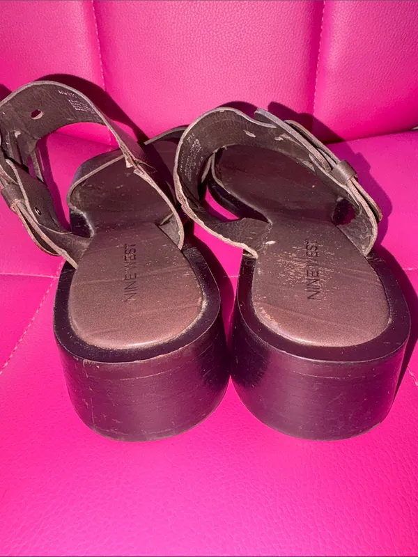Nine West Buckled Heeled Sandals Brown Size 7 - Image 5