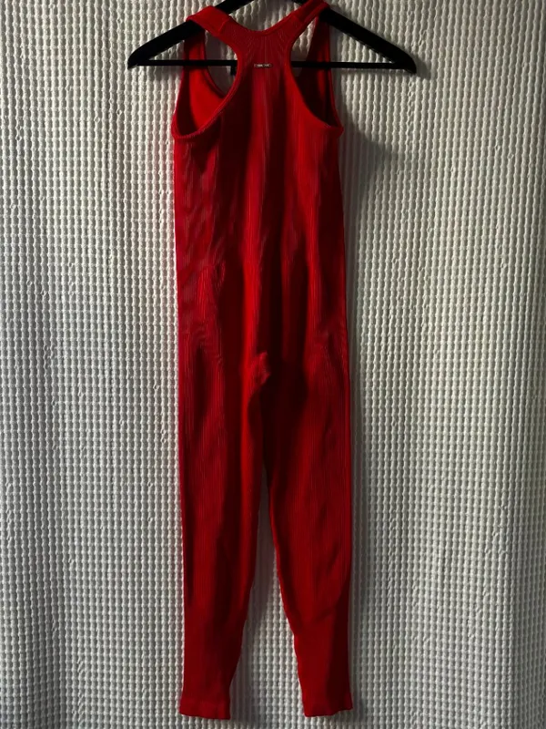 Savage x Fenty bright red ribbed knit women's bodysuit size large - Image 2