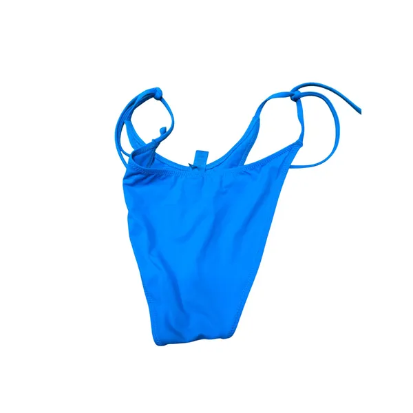 SKIMS Swim Side Tie Bikini Bottom Cyan Blue Medium Low Rise High Cut Leg M - Image 2