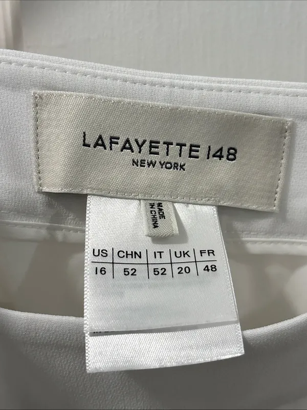 Lafayette 148 Women’s Finesse Crepe Gate Full Leg Pants Size 16 White EUC Dressy - Image 9