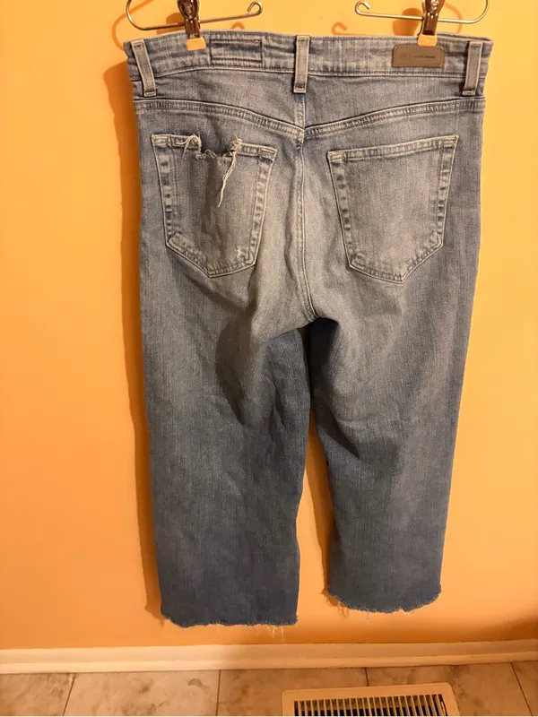 AG Adriano Goldschmeid Saige High Rise Wide Leg Raw Hem Jeans - Image 6