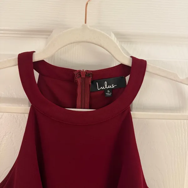 Lulus Mamacita Burgundy Halter Skater Dress Small - Image 5