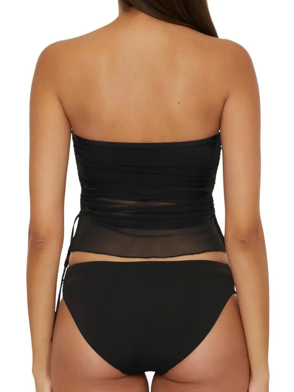 NWT Becca Muse Bandeau Tankini Swim Top with Mesh Overlay 733557 Black M - Image 6