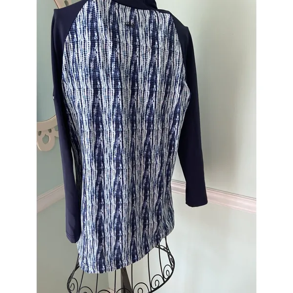 Peter Millar Women's‎ Navy Hannah Strata Print Quarter Zip M LOGO $120 - Image 6
