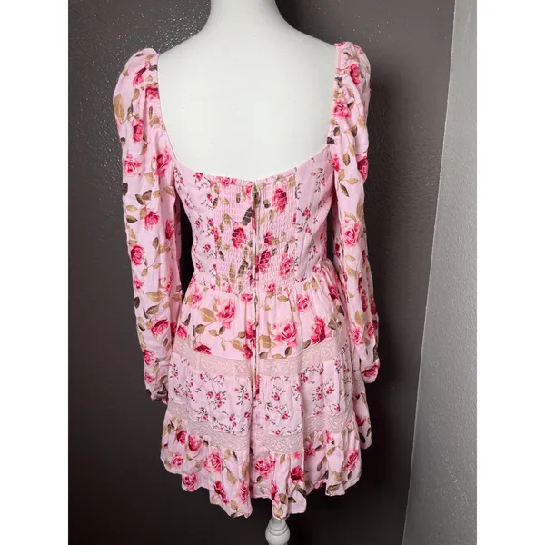 Altar’d State Pink Kate Floral Mini Dress Size Largebustier corset bodice - Image 8