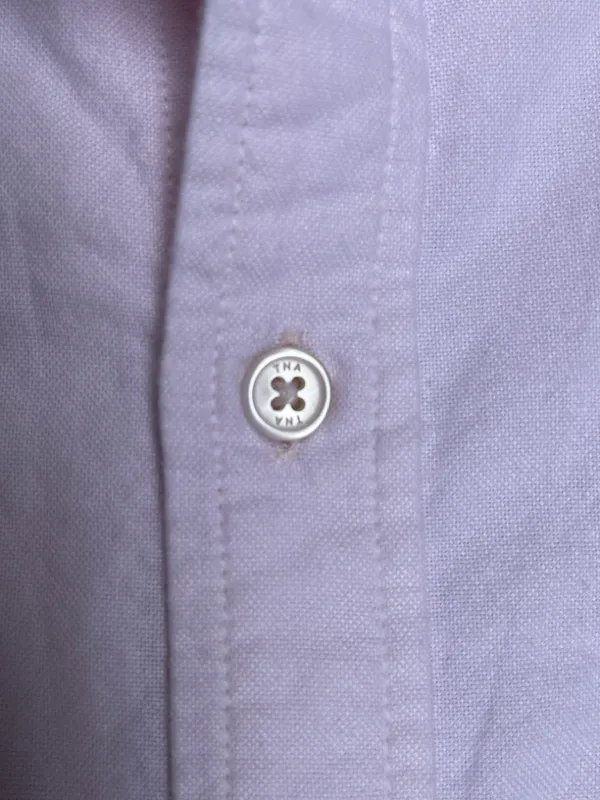 Aritzia TNA Pink Button-Down Shirt in Pink Preppy Classic Capsule Wardrobe Small - Image 4