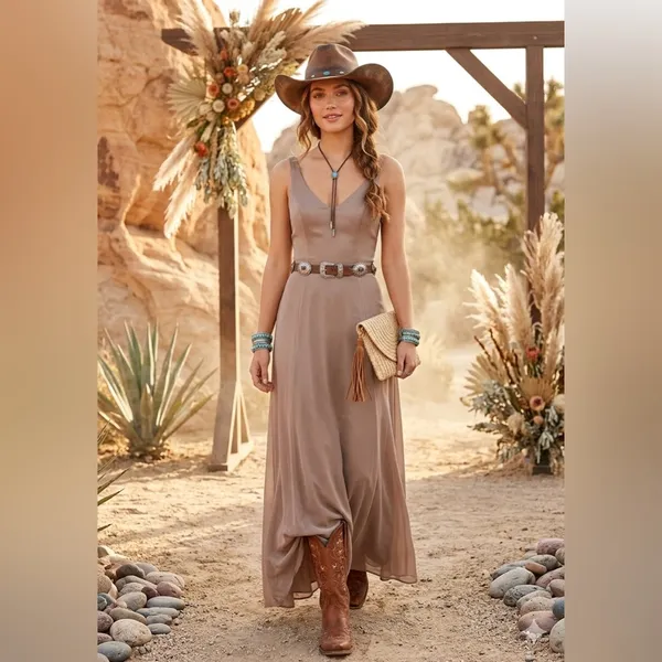 Show Me Your Mumu Sleeveless Maxi Dress in Soft Taupe. Size XS - Image 3