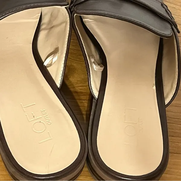 Loft Elegant Brown Faux‎ Leather Tassel Detail Loafers Women’s Size 8M - Image 4