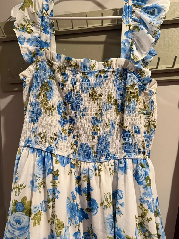 August Sky Blue Floral Midi Dress - Image 4