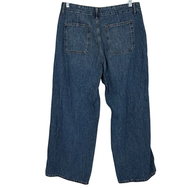 Old Navy Drapey Denim High Rise Baggy Wide Leg Jeans Size 12 Blue Medium Wash - Image 2