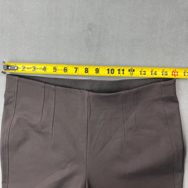 & Other Stories Flare Leg Trousers Size 12 Brown Elastic Waist Seam Detail - Image 6