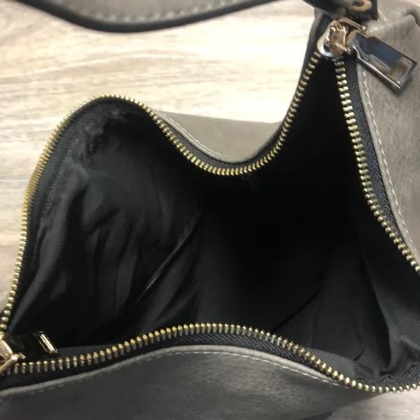 Large Gray Faux Leather Purse - Image 7