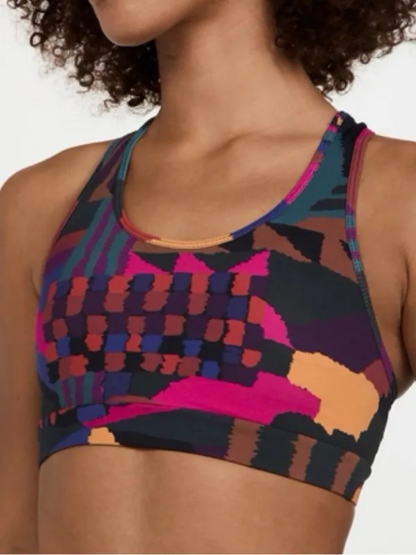 Farm Rio Abstract Patches racerback sports bra geometric print multicolor XS - Image 2