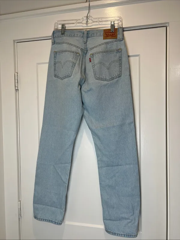 Levi's Light Blue 501 Straight Ripped Jeans size 28/30. - Image 7