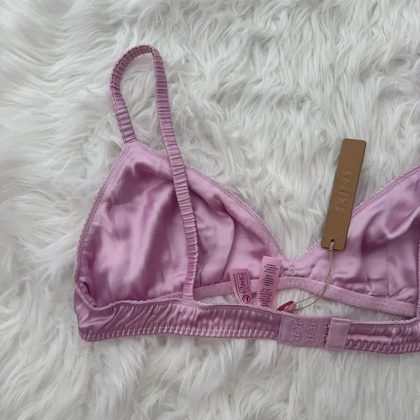 Skims Woven Shine Sleep Bralette Pink Rose Size Large - Image 7