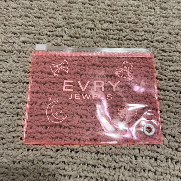 Clear Pink Transparent Pouch with Cute Graphics - Image 2