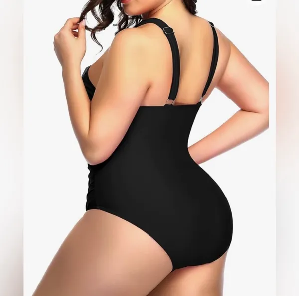 One Piece Daci Womens Front Cross Plus Size Swimsuits Tummy Control Keyhole - Image 2