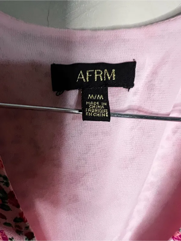 AFRM‎ Hazel Ditzy Floral Pink Smocked Waist Side Slit Romantic MIDI Dress - Image 7