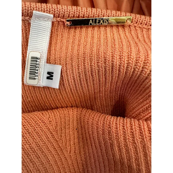 Alexis Sherbet Orange Fit Flare Midi Dress MEDIUM Drop Waist Party Designer $550 - Image 13