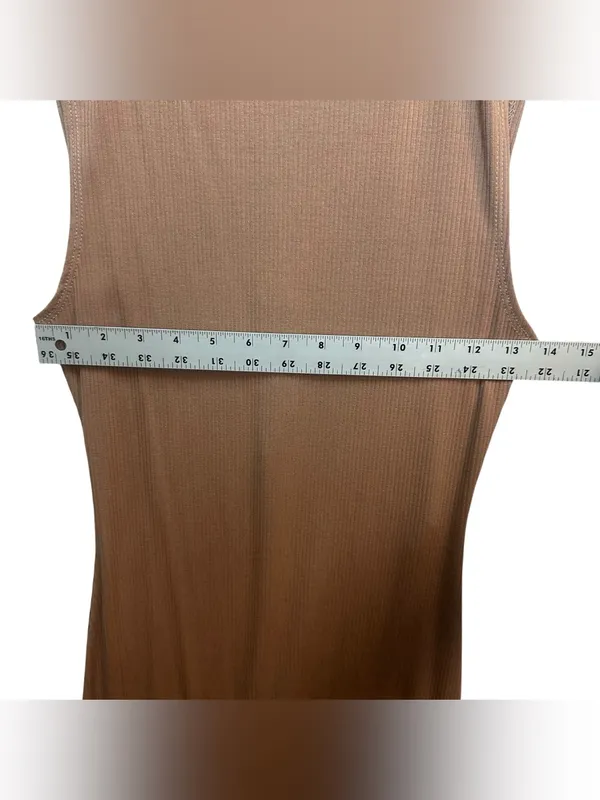 Lilly’s Kloset Brown Ribbed Mock Neck Sleeveless Jumpsuit Catsuit L NWT - Image 7