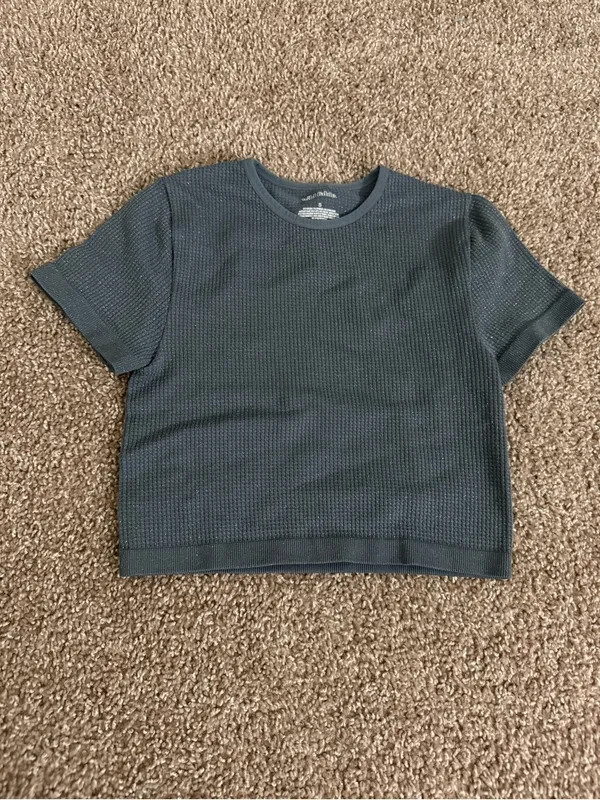Wild Fable Small Slate Blue Glitter Shimmer Ribbed Crop Tee Short Sleeve Gym - Image 5