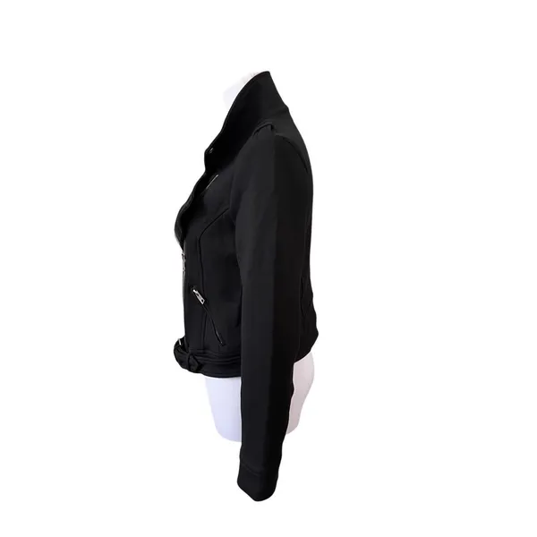 Lulu's Motorcycle‎ Black Rayon Jacket Retro Exposed Zippers XS 60s Bikercore - Image 2