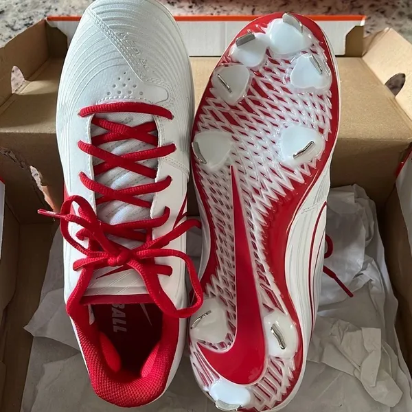 Nike Women’s‎ Cleats Lunarlon Size 8.5 White/Varsity Red New - Image 5