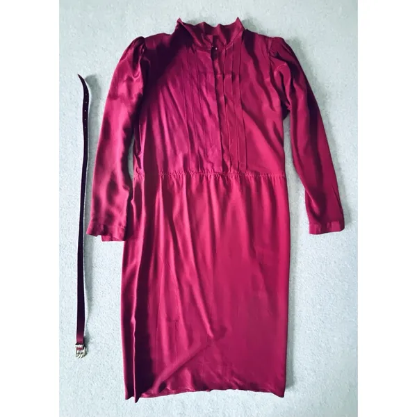 Vintage Maggy London by Jeannene Booher 100% Silk Dress 12‎ Magenta Pink Classic - Image 5