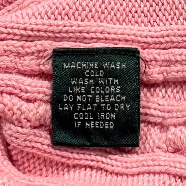 Ralph Lauren‎ Cable Knit Sweater Pink Shawl Collar Preppy Old Money Coastal S - Image 4
