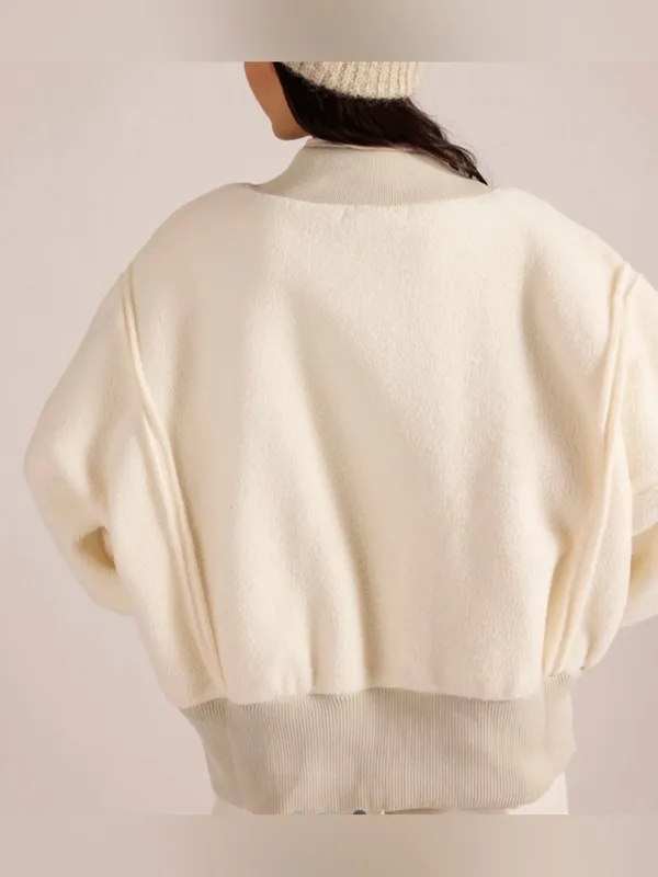NWT Free People Tricia Fix Ski Society Quarter Zip - ivory white navy - Large - Image 5