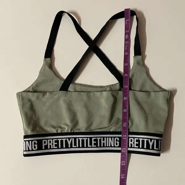 Pretty Little Thing Light Green & Black X-Back Sports Bra Size 2 GUC - Image 7