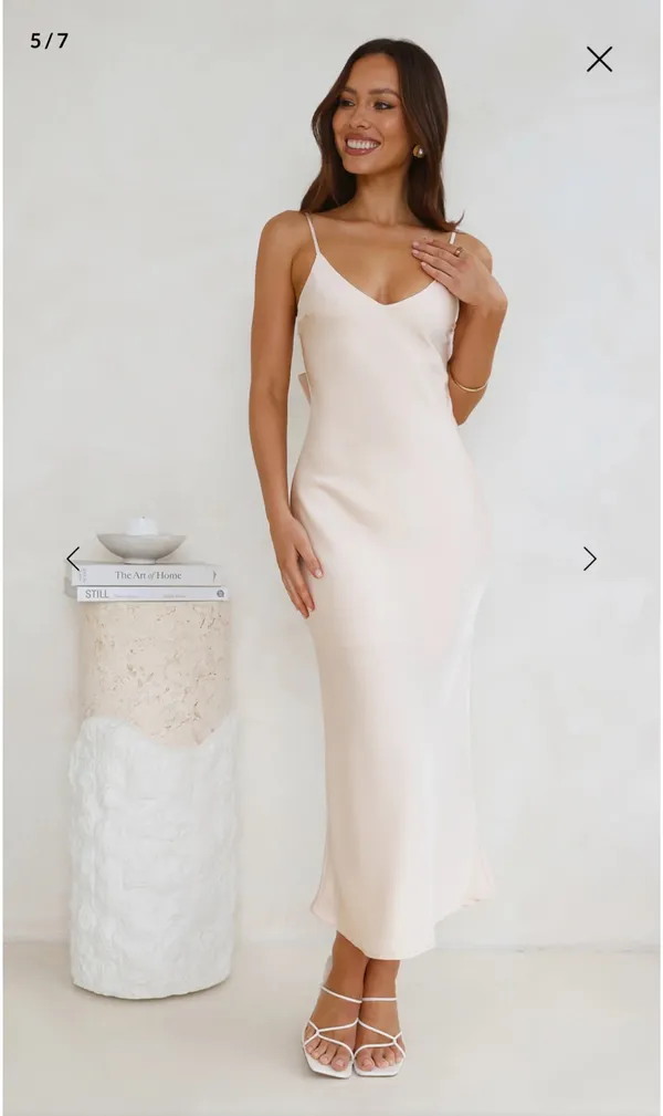 Hello Molly SOPHISTICATED SATIN SLIP MIDI DRESS CHAMPAGNE - Image 3