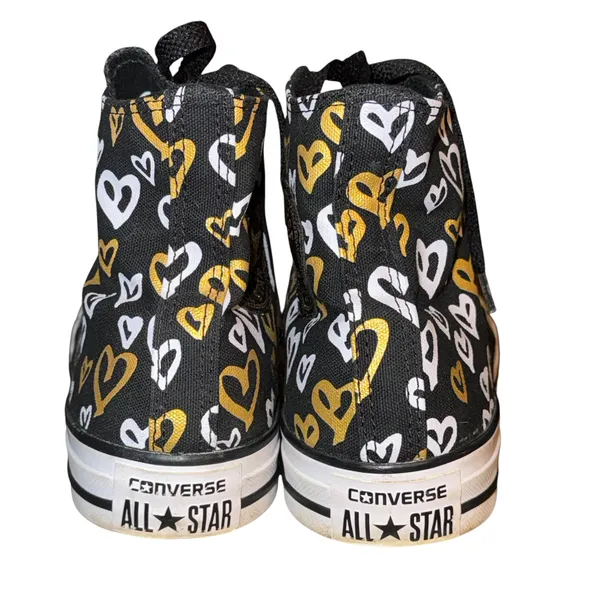Converse Chuck Taylor All Star gold and white heart print high top sneakers - Image 6