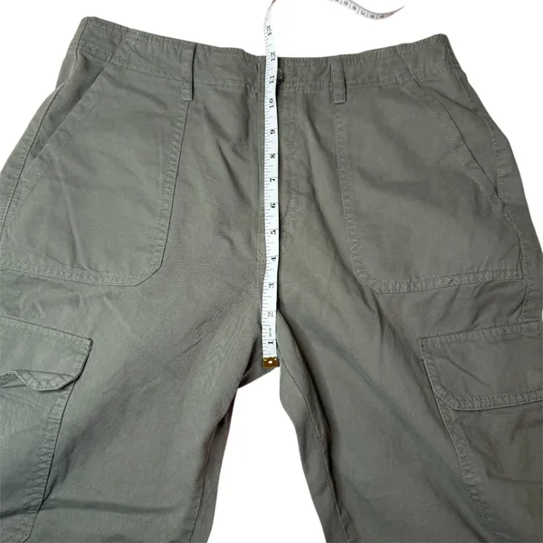 Zara Olive Green Cargo Pants Utility‎ Workwear Straight Leg Cotton Pockets Sz 8 - Image 7